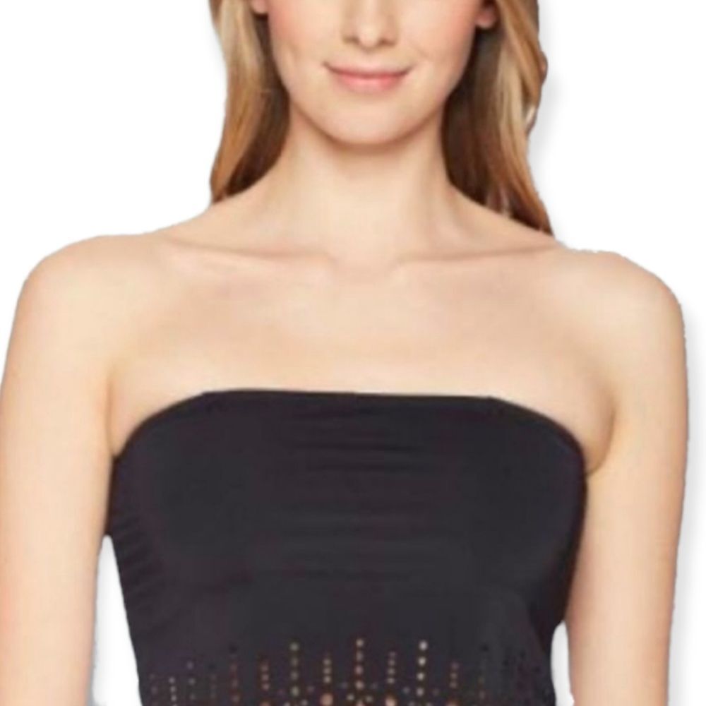 NWT! FASHION FORMS Black Laser-cut Scallop Hem Bandeau Bralette